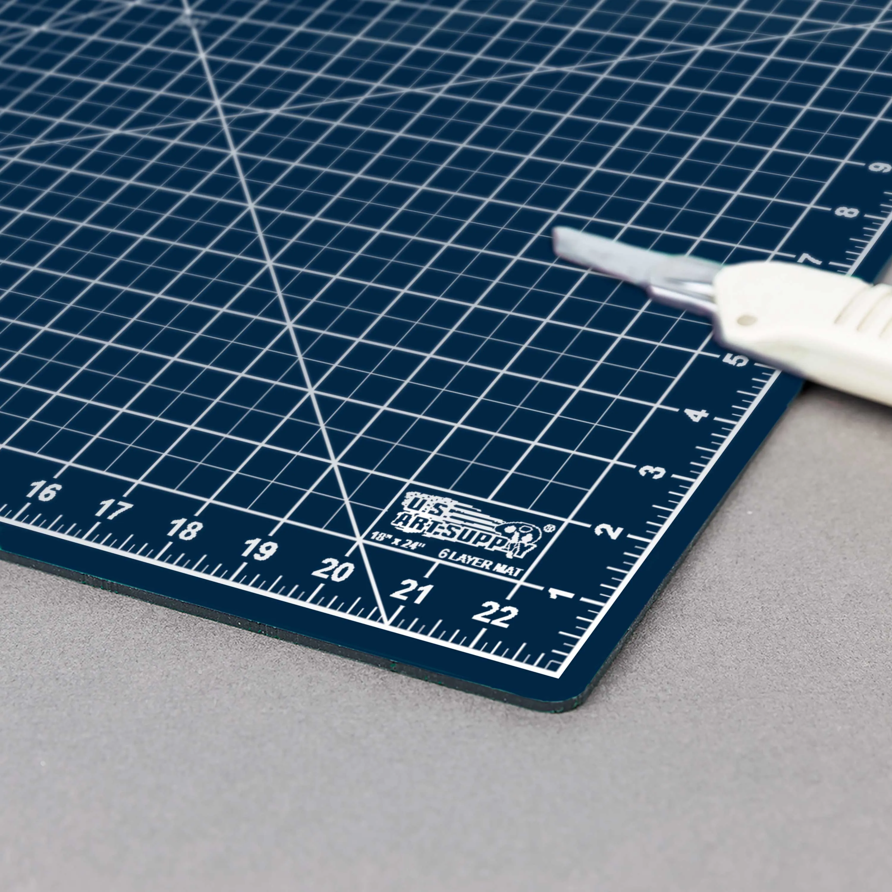 18" x 24" White/Blue Professional Self Healing 5-6 Layer Double Sided Durable Non-Slip Cutting Mat - Pack of 2