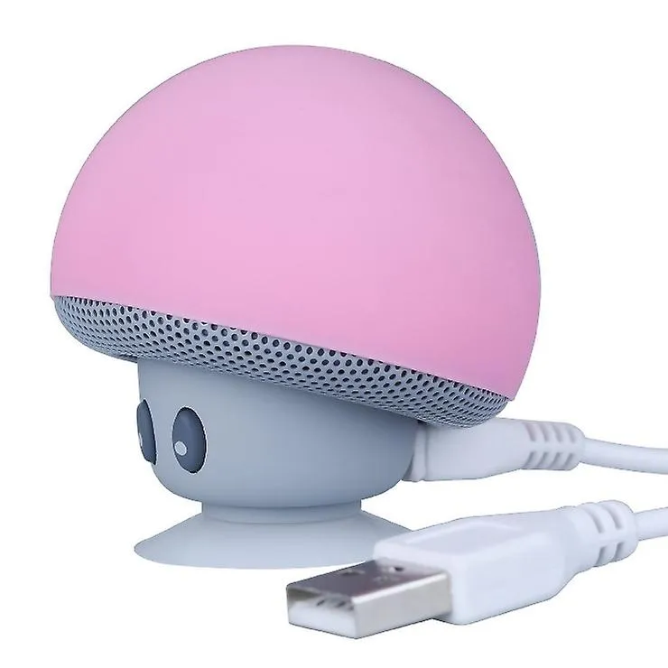 2Pcs light blue Cartoon Mushroom Head wireless Bluetooth Speaker Suction Cup Phone Holder Portable Outdoor Sound AZ16105