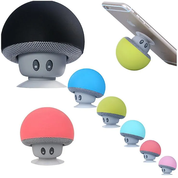 2Pcs yellow Cartoon Mushroom Head wireless Bluetooth Speaker Suction Cup Phone Holder Portable Outdoor Sound AZ16108