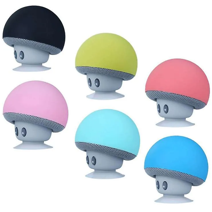 2Pcs yellow Cartoon Mushroom Head wireless Bluetooth Speaker Suction Cup Phone Holder Portable Outdoor Sound AZ16108