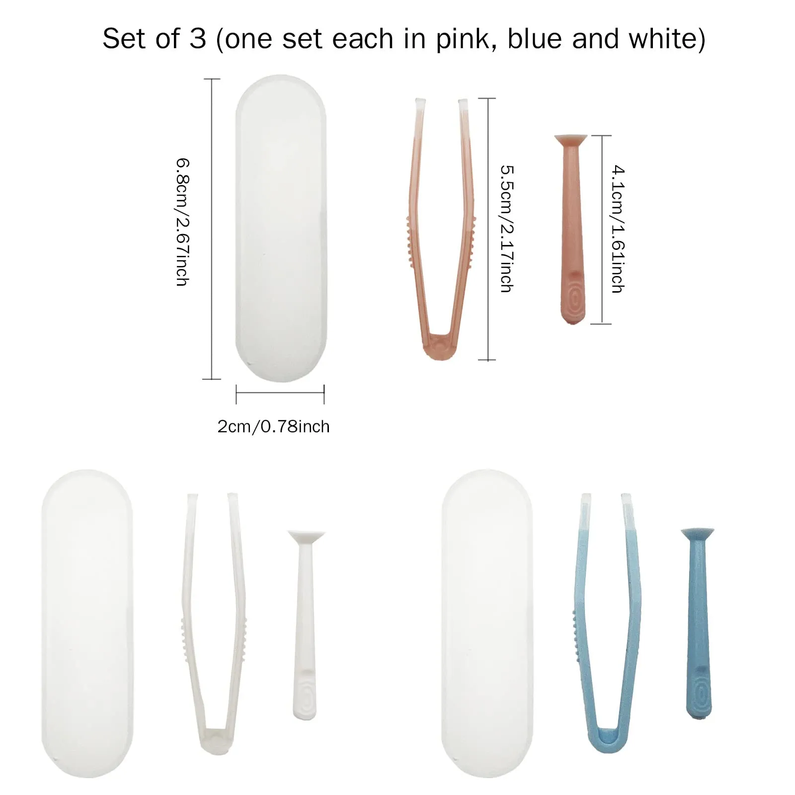 3 Packs Contact Lens Applicator Contact Lens Remover Tools and Contact Lens Tweezers Contact Lens Suction Stick Handler with Storage Case, Pink, Blue, White