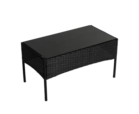 4 Seater Wicker Outdoor Lounge Set - Black