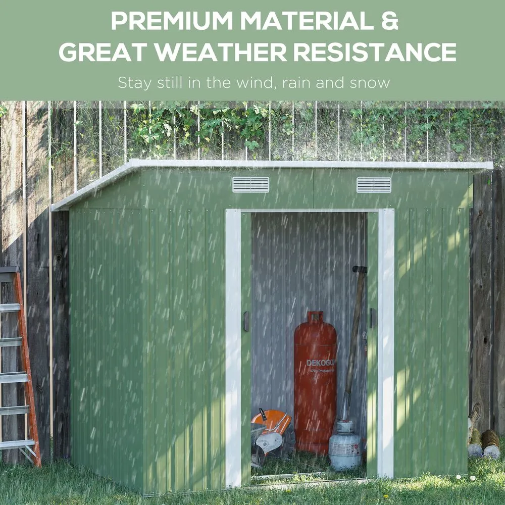 6.8x4.3ft Green Outdoor Garden Shed - Durable Tool Storage Box