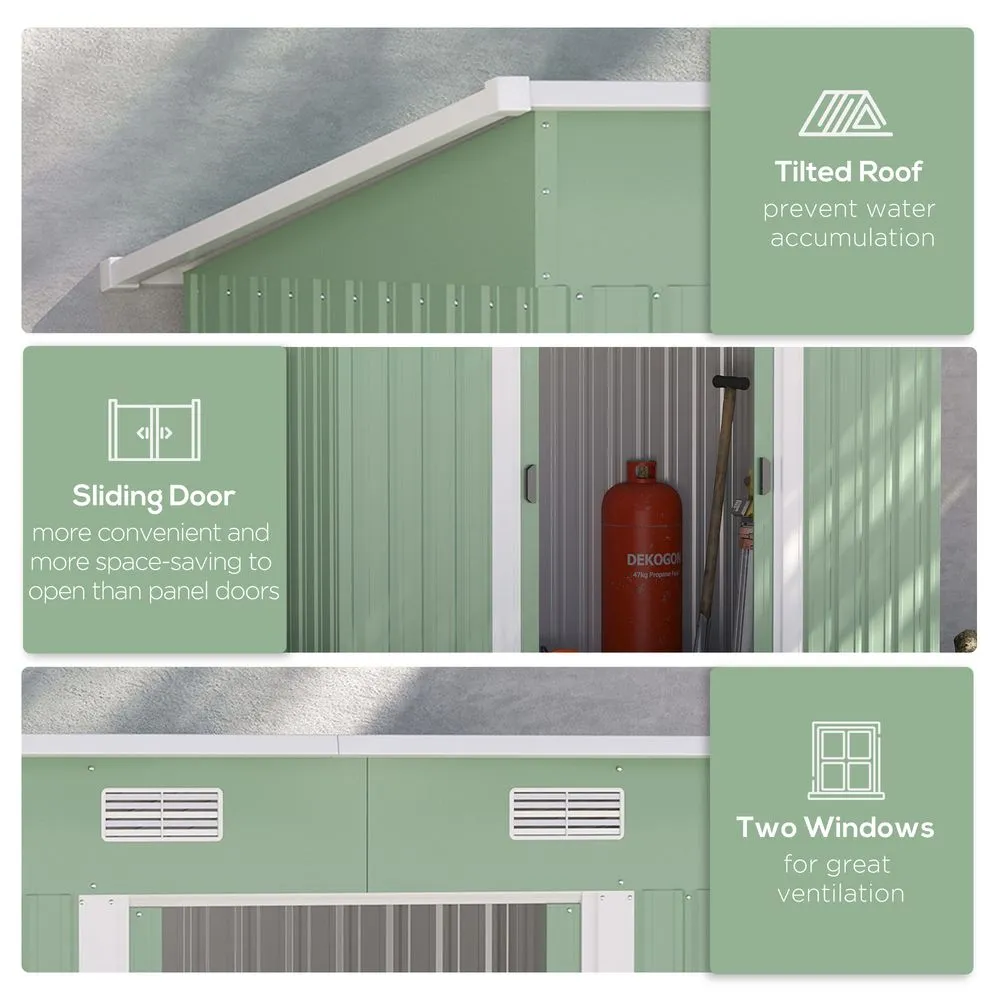 6.8x4.3ft Green Outdoor Garden Shed - Durable Tool Storage Box