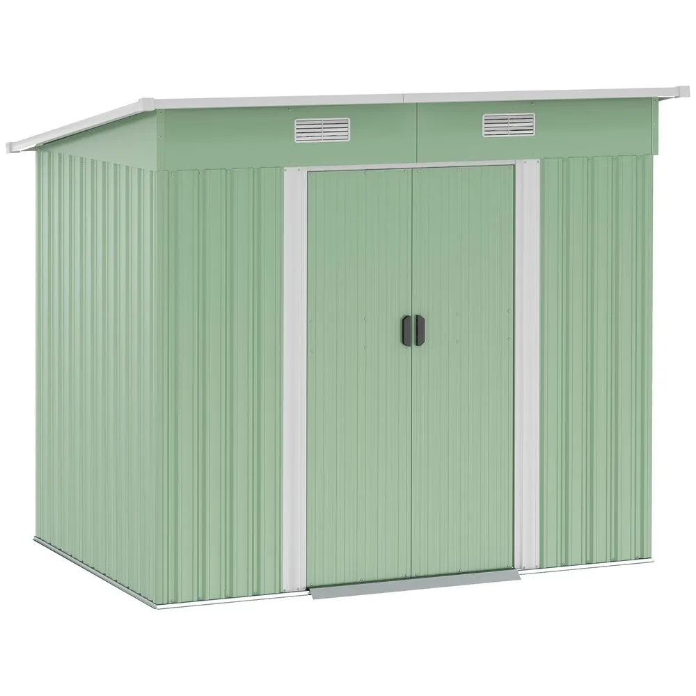 6.8x4.3ft Green Outdoor Garden Shed - Durable Tool Storage Box