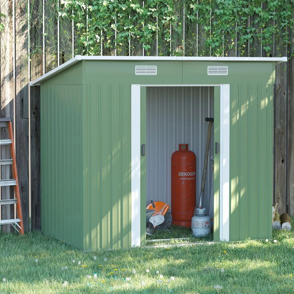 6.8x4.3ft Green Outdoor Garden Shed - Durable Tool Storage Box