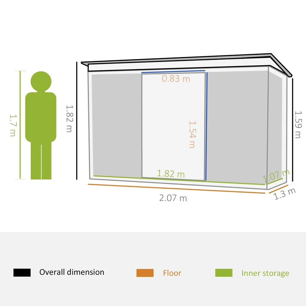 6.8x4.3ft Green Outdoor Garden Shed - Durable Tool Storage Box