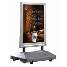 ALL-WEATHER Rolling Pavement Sign Stand with Fillable Water Base | Insert 30” x 40” Posters