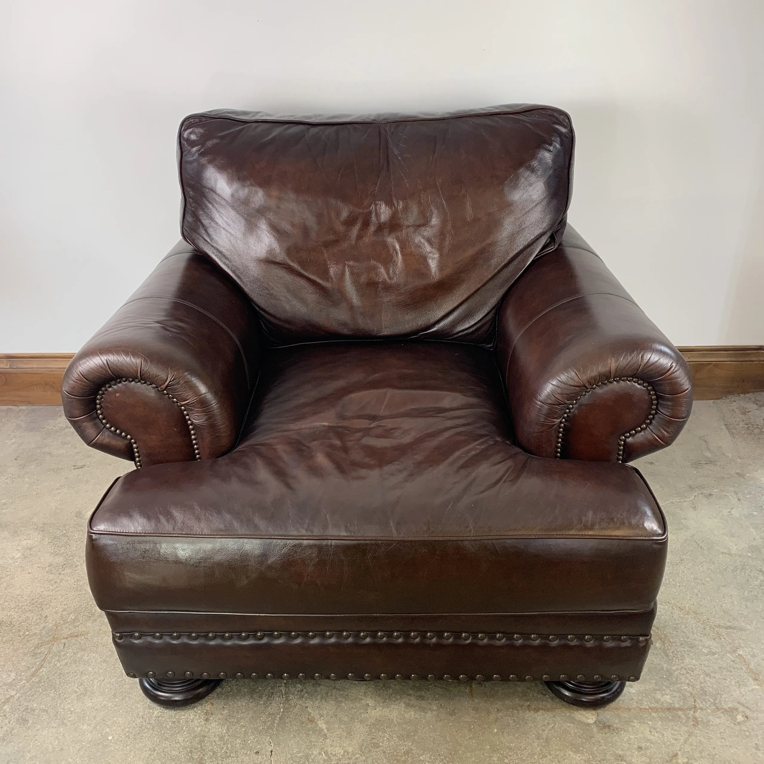 Bernhardt Leather Lounge Chair in Brown, Large