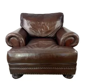 Bernhardt Leather Lounge Chair in Brown, Large