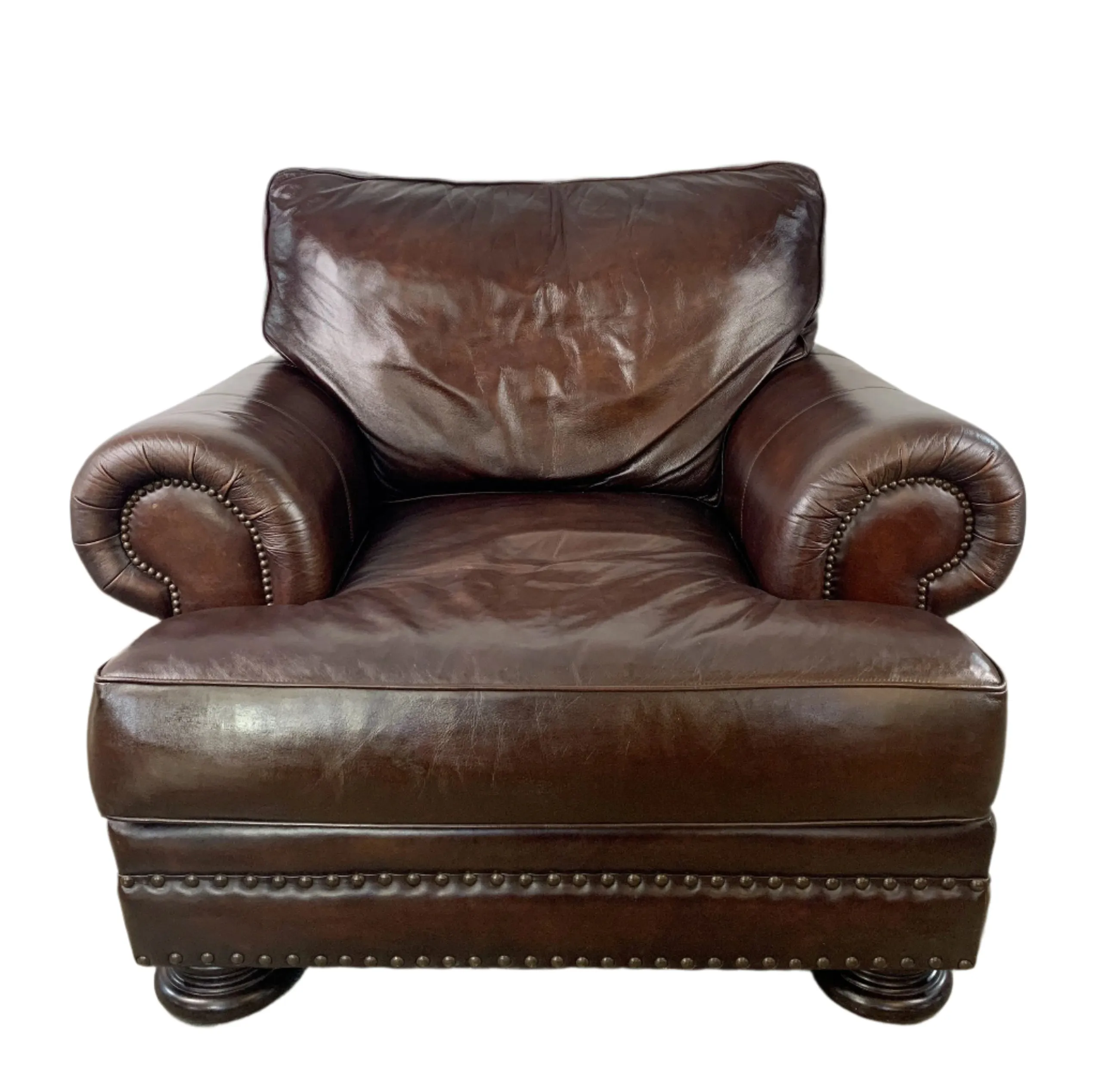 Bernhardt Leather Lounge Chair in Brown, Large