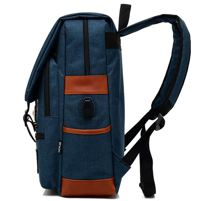 Canvas School Laptop Backpack Durable Rucksack Travel Notebook Bag