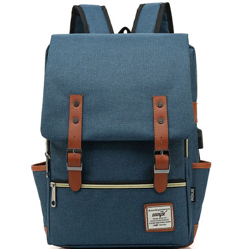 Canvas School Laptop Backpack Durable Rucksack Travel Notebook Bag