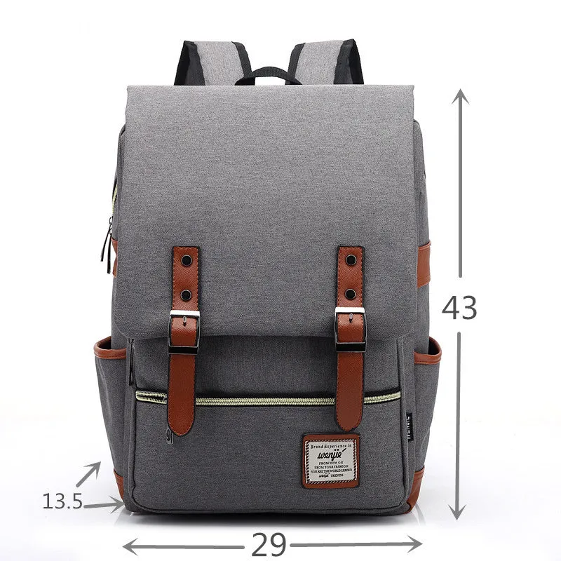 Canvas School Laptop Backpack Durable Rucksack Travel Notebook Bag