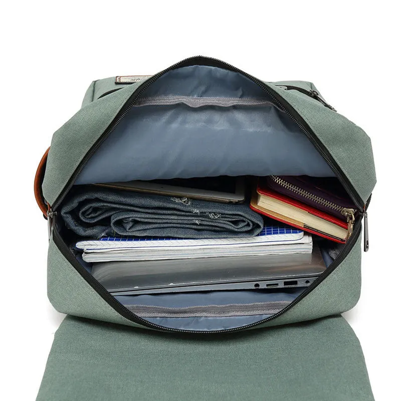 Canvas School Laptop Backpack Durable Rucksack Travel Notebook Bag
