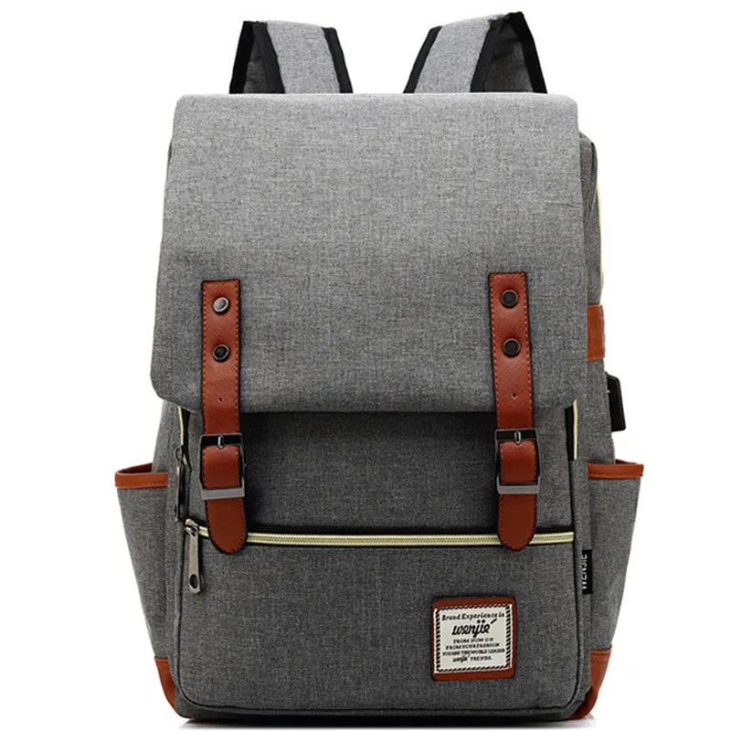Canvas School Laptop Backpack Durable Rucksack Travel Notebook Bag