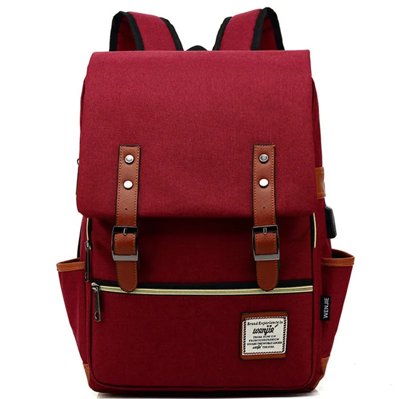 Canvas School Laptop Backpack Durable Rucksack Travel Notebook Bag