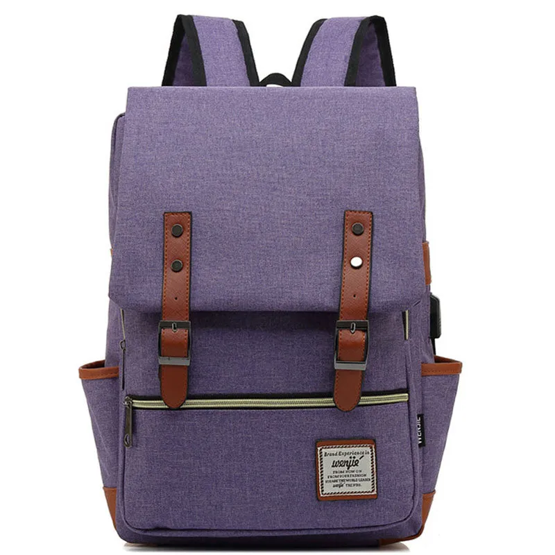 Canvas School Laptop Backpack Durable Rucksack Travel Notebook Bag
