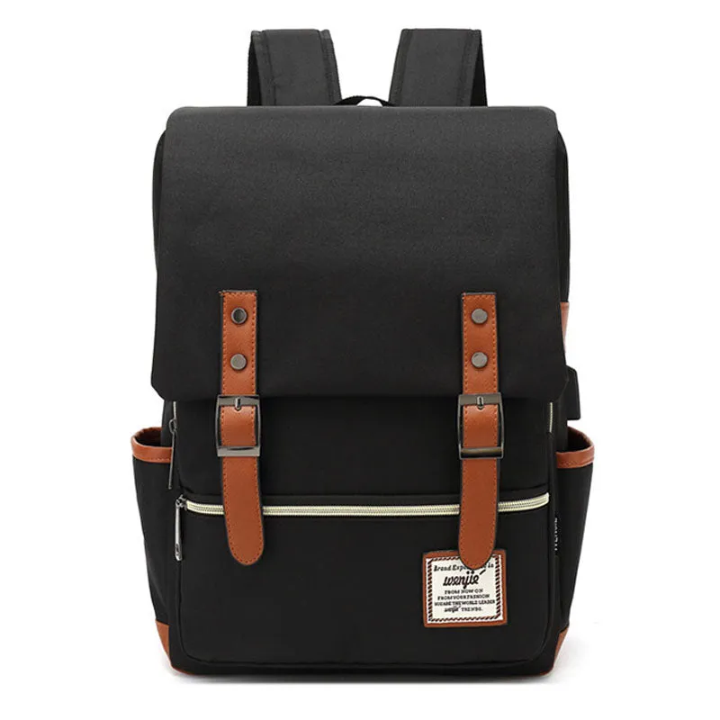 Canvas School Laptop Backpack Durable Rucksack Travel Notebook Bag