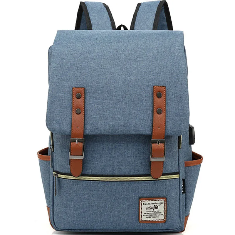 Canvas School Laptop Backpack Durable Rucksack Travel Notebook Bag