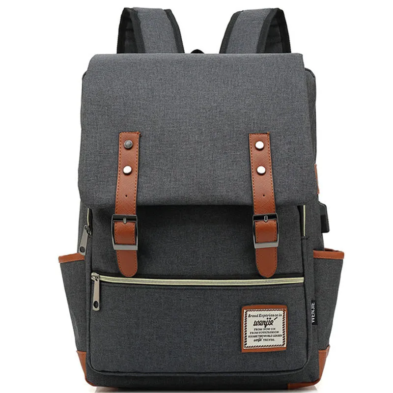Canvas School Laptop Backpack Durable Rucksack Travel Notebook Bag