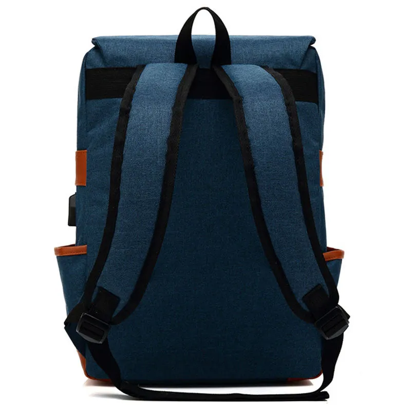 Canvas School Laptop Backpack Durable Rucksack Travel Notebook Bag