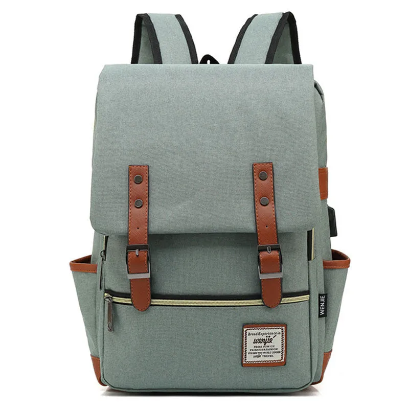 Canvas School Laptop Backpack Durable Rucksack Travel Notebook Bag