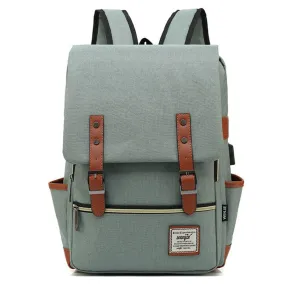 Canvas School Laptop Backpack Durable Rucksack Travel Notebook Bag