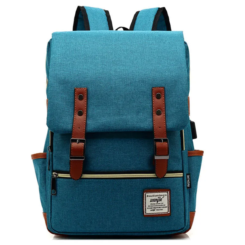 Canvas School Laptop Backpack Durable Rucksack Travel Notebook Bag