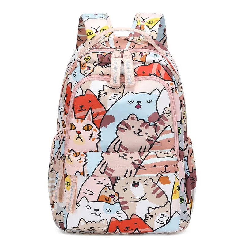 Cartoon Cat Backpack Portable Handbag For School Girls Boys
