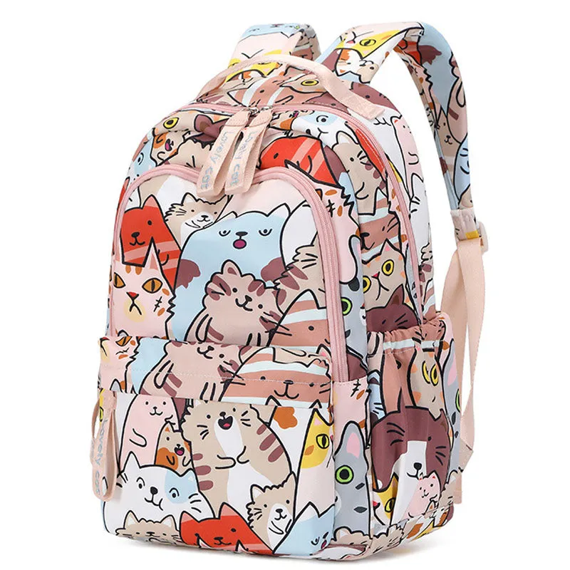 Cartoon Cat Backpack Portable Handbag For School Girls Boys