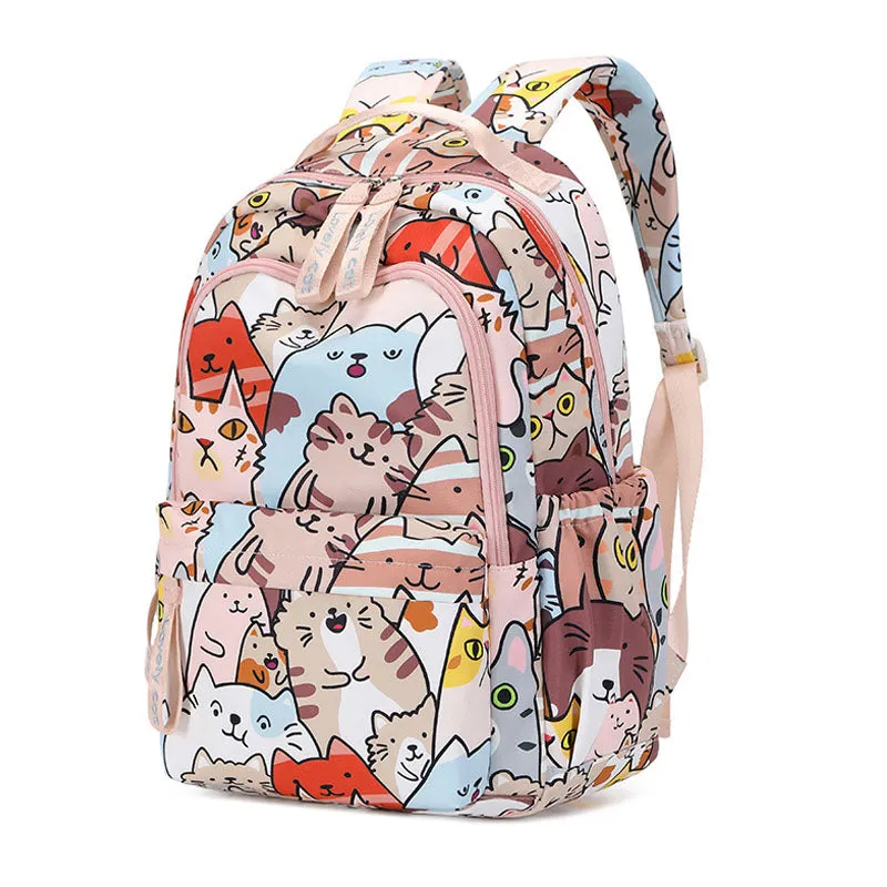 Cartoon Cat Backpack Portable Handbag For School Girls Boys