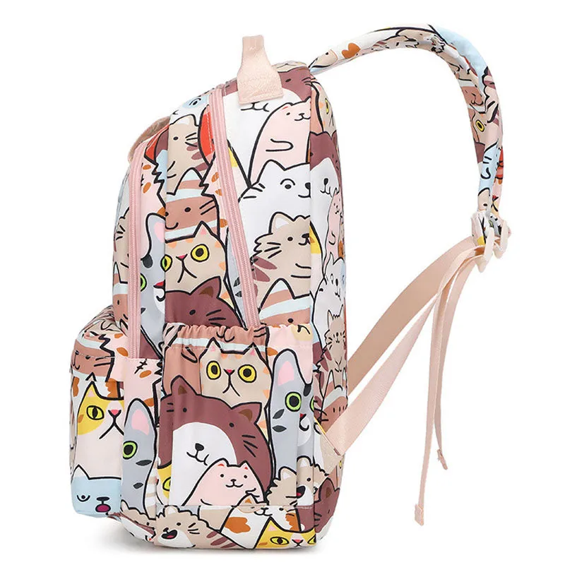 Cartoon Cat Backpack Portable Handbag For School Girls Boys