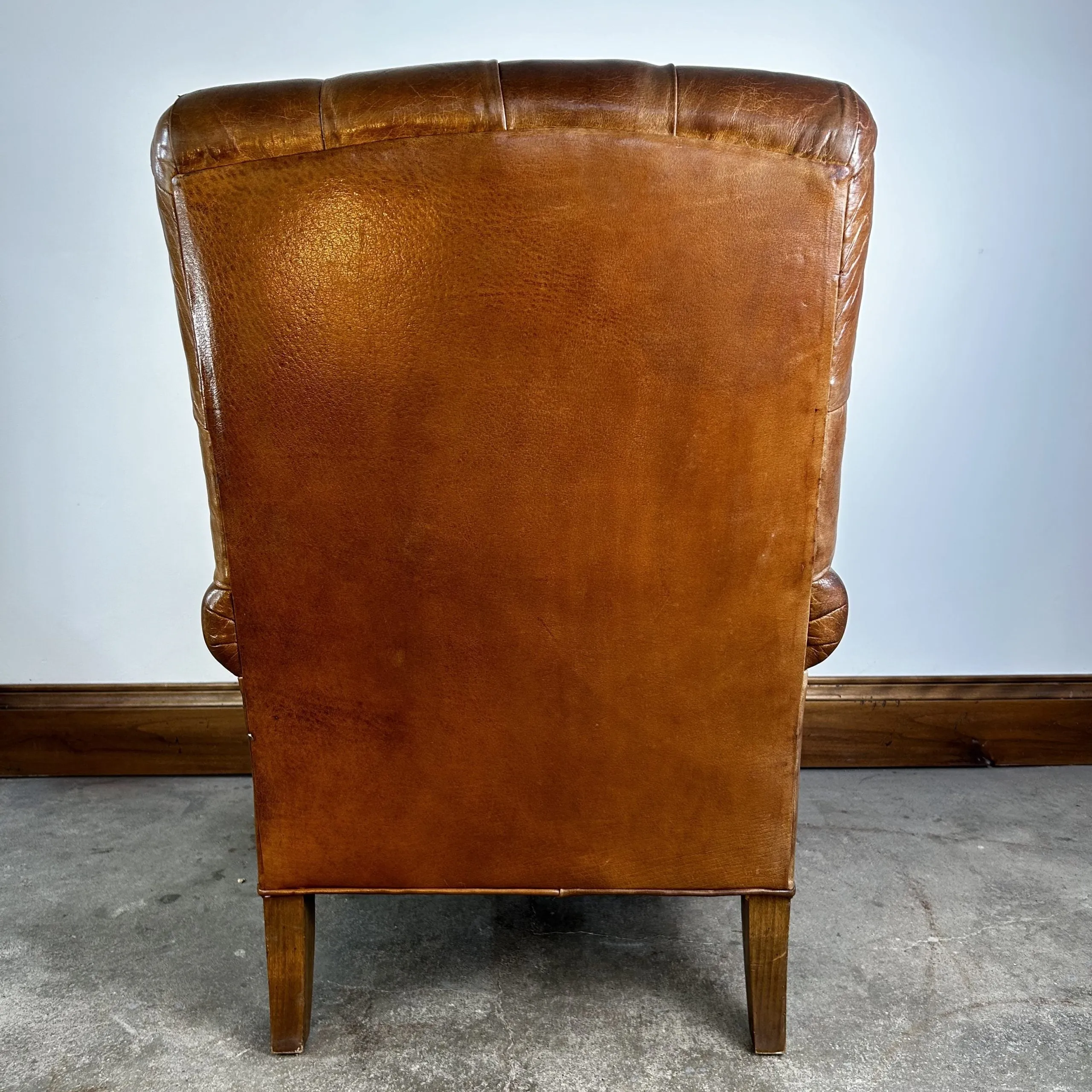 Charter Furniture Co. Tufted Leather Lounge Chair, Honey Brown