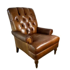 Charter Furniture Co. Tufted Leather Lounge Chair, Honey Brown