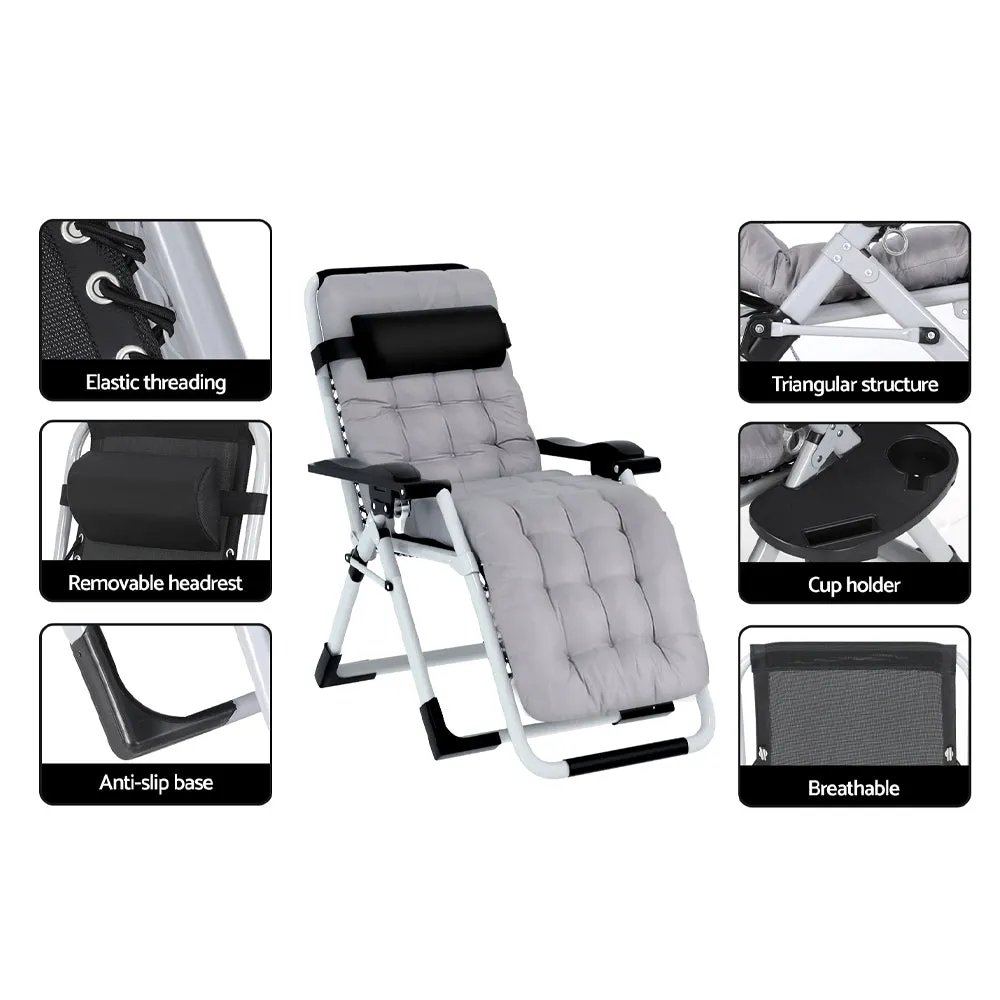 Corey Folding Lounger Camping Zero Gravity Chair Outdoor Furniture - Black