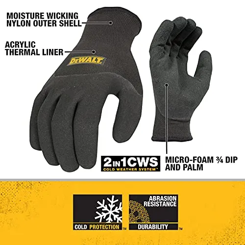 DeWALT (DPG737) Thermal Insulated Grip Glove 2-In-1 Design