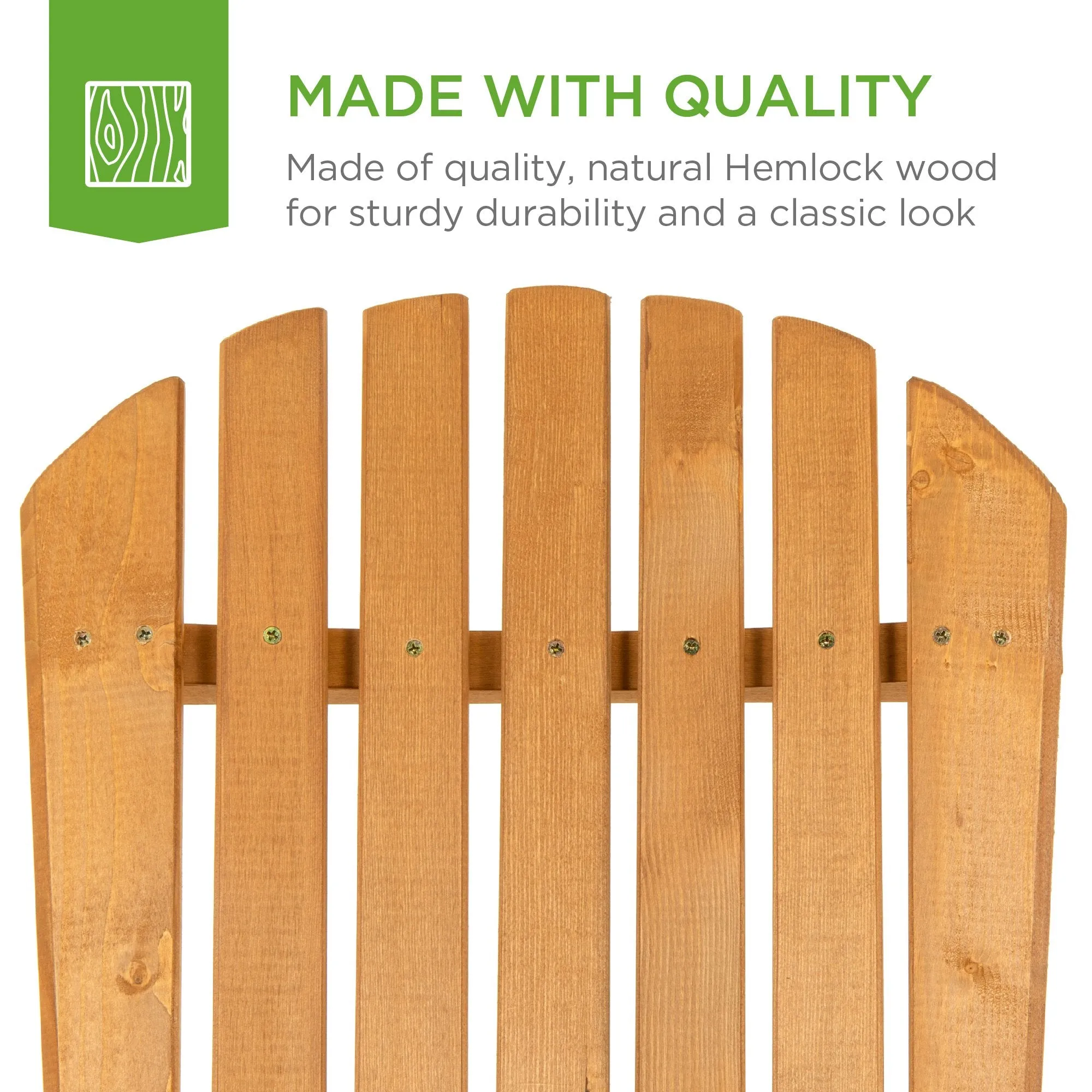 Folding Wood Adirondack Chair Accent Furniture w/ Natural Finish - Brown