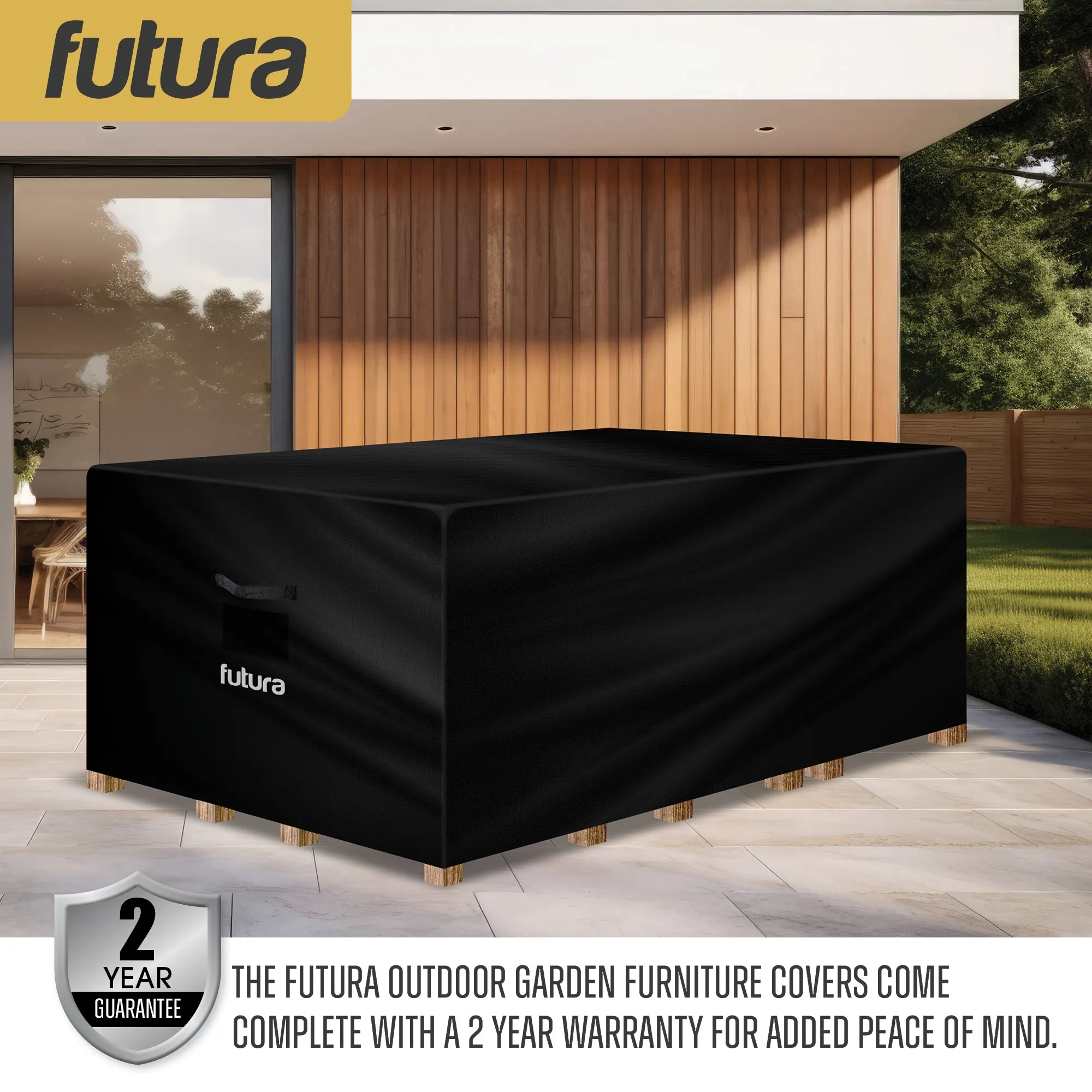 Futura Garden Furniture Cover Weatherproof 250 x 210 x 90cm Rectangular Heavy Duty Rip Resistant Oxford Fabric