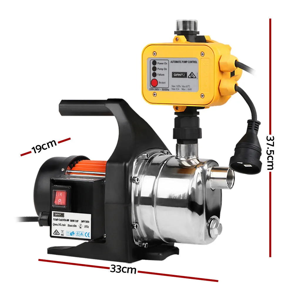 Garden Water Jet Pump High Pressure 800W Tank Rain Farm Irrigation Yellow