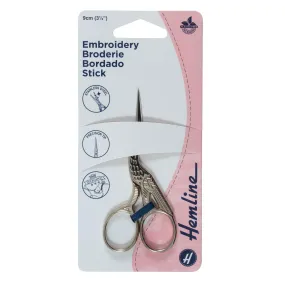 Hemline Embroidery Stork Scissors - 9cm/3.5in