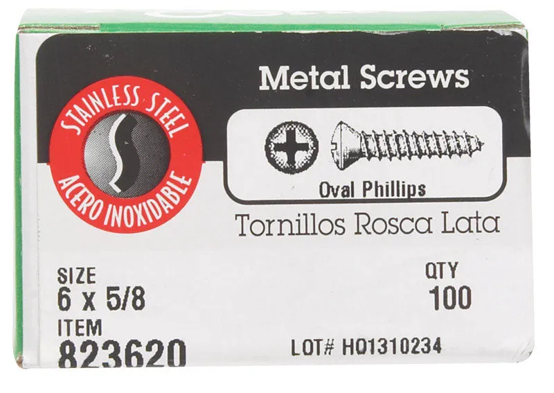 Hillman No. 6 X 5/8 in. L Phillips Flat Head Sheet Metal Screws 100 pk
