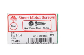 Hillman No. 8 X 1-1/4 in. L Slotted Hex Head Sheet Metal Screws 100 pk