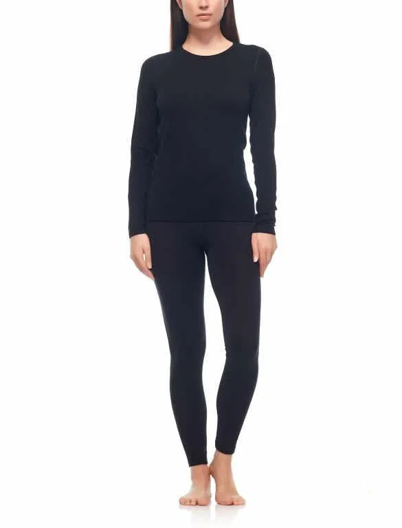 icebreaker Merino Base Layer Women's 260 Tech Top Long Sleeve Crewe - Black Wild Rose (IB 104037)