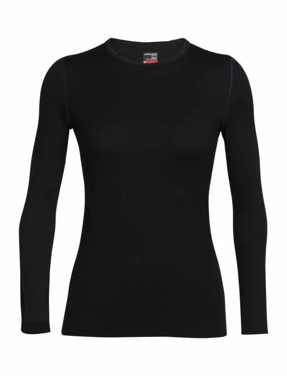 icebreaker Merino Base Layer Women's 260 Tech Top Long Sleeve Crewe - Black Wild Rose (IB 104037)