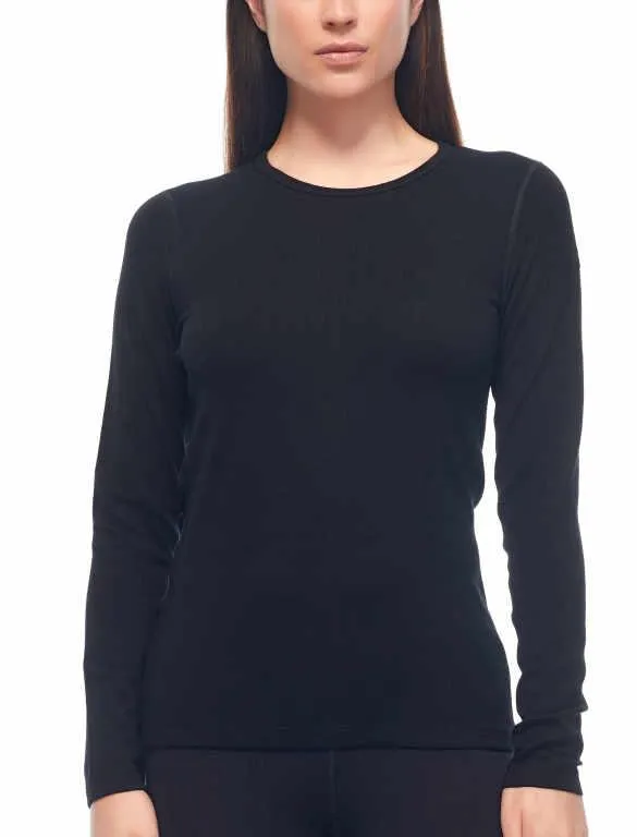icebreaker Merino Base Layer Women's 260 Tech Top Long Sleeve Crewe - Black Wild Rose (IB 104037)