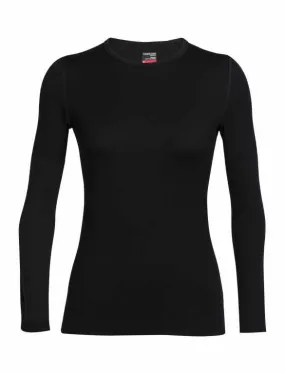 icebreaker Merino Base Layer Women's 260 Tech Top Long Sleeve Crewe - Black Wild Rose (IB 104037)