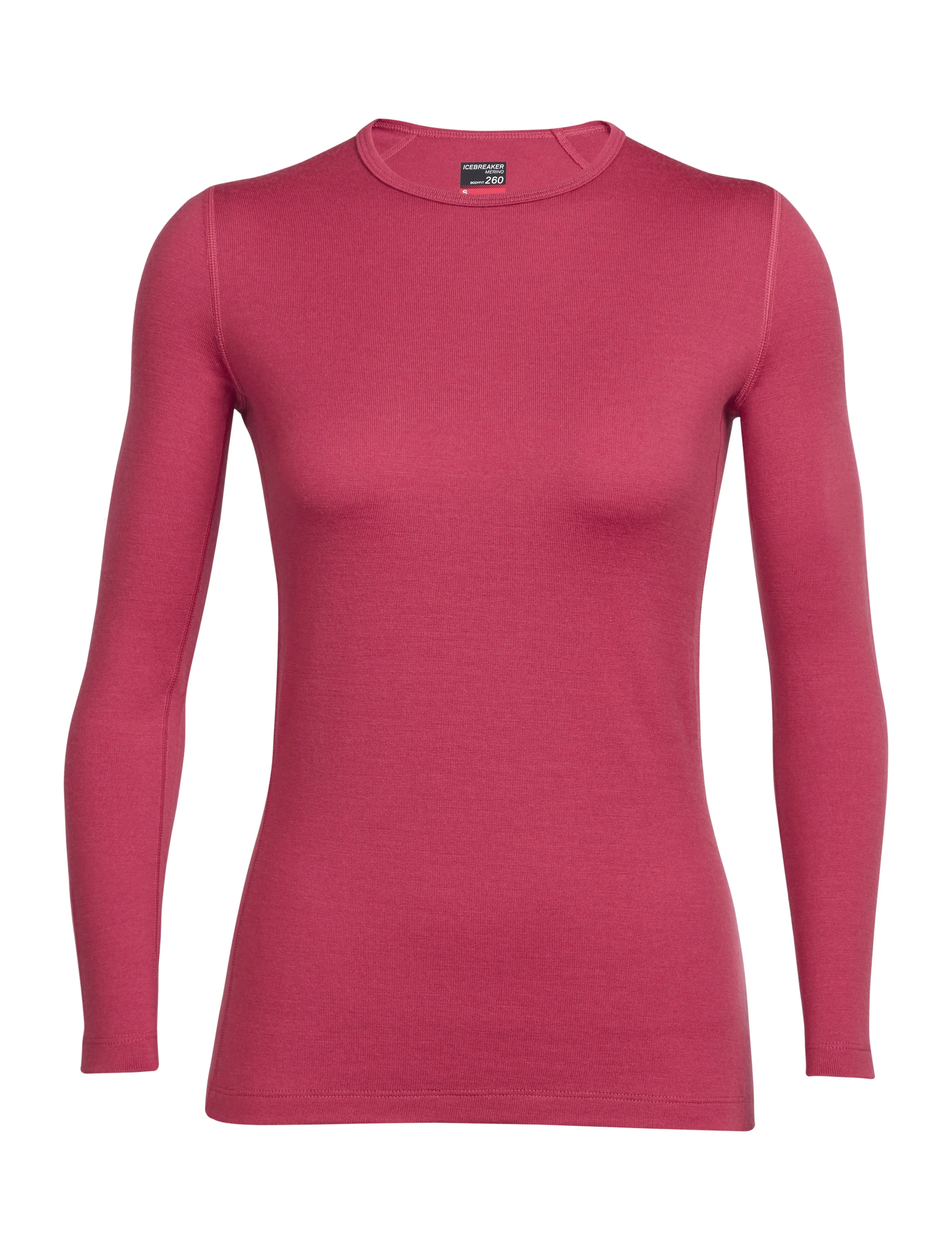 icebreaker Merino Base Layer Women's 260 Tech Top Long Sleeve Crewe - Black Wild Rose (IB 104037)