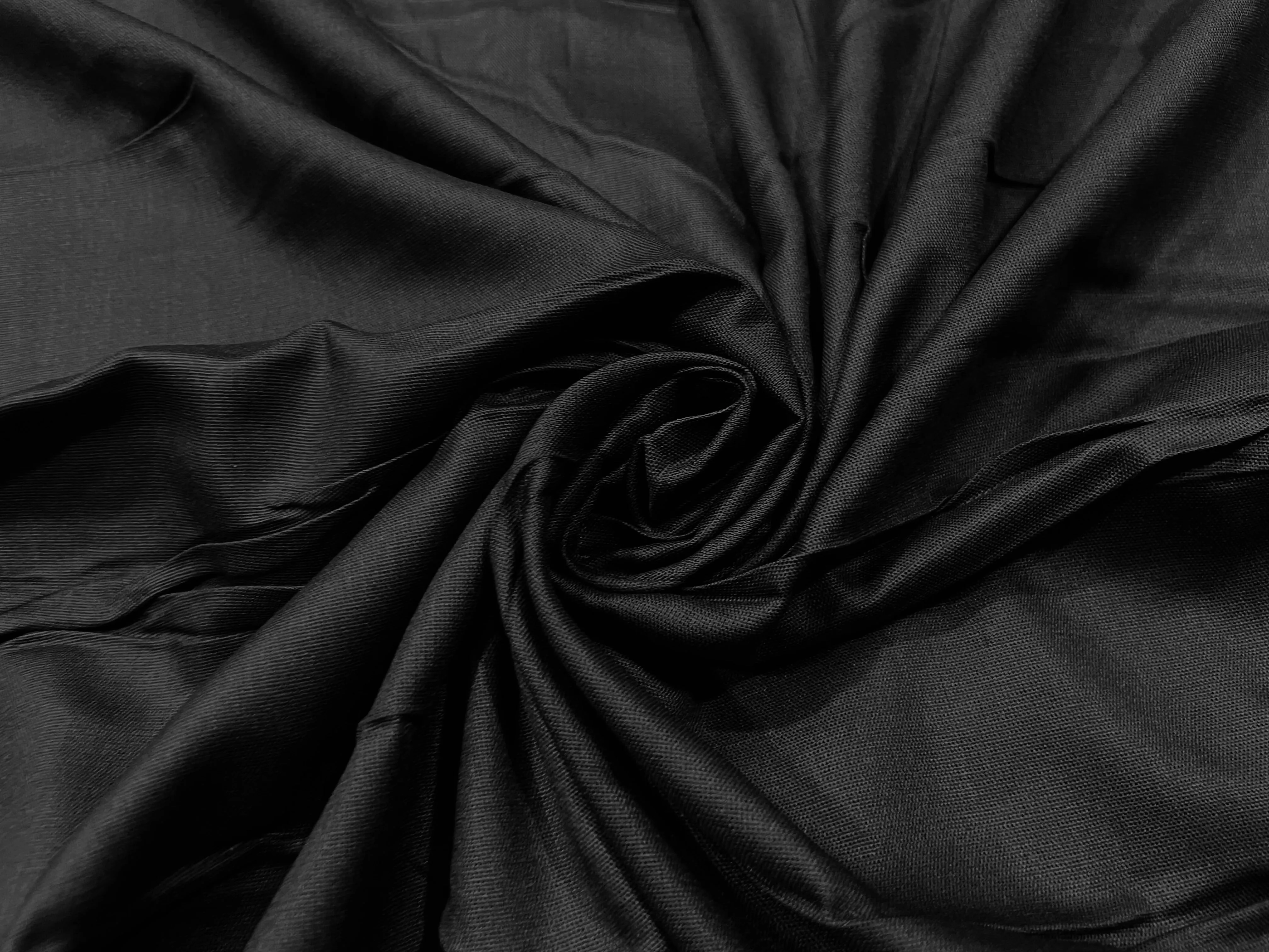 Jet Black Plain Soft Cotton Rayon Fabric