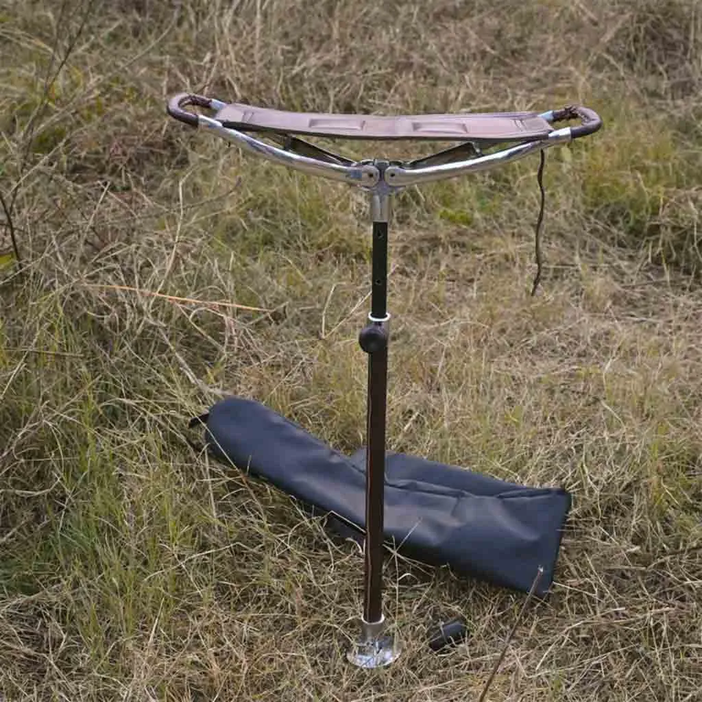Leather Walking Stick Folding Seat Venator Coffee Brown